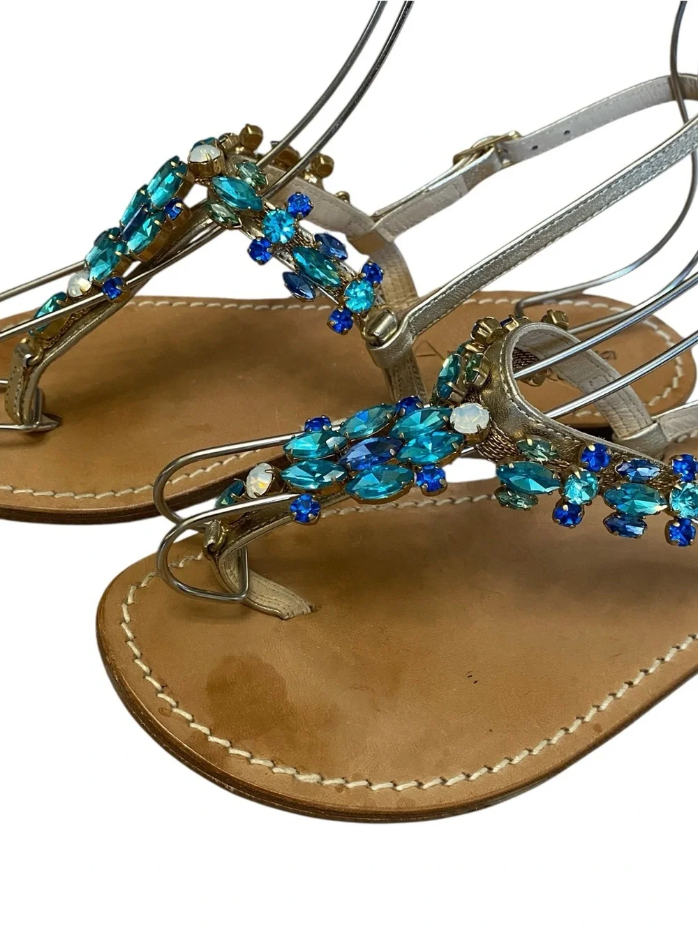 Antonio Viva CAPRI Faux Sea Tone Gems Sandals